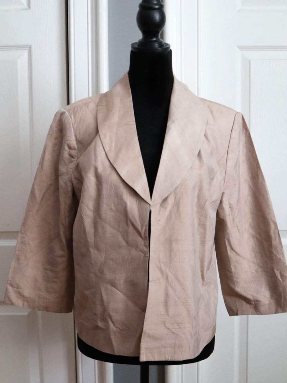Adrianna Pappel Petite Silk Blend Cropped Blazer Jacket Sz 14 Wedding Guest